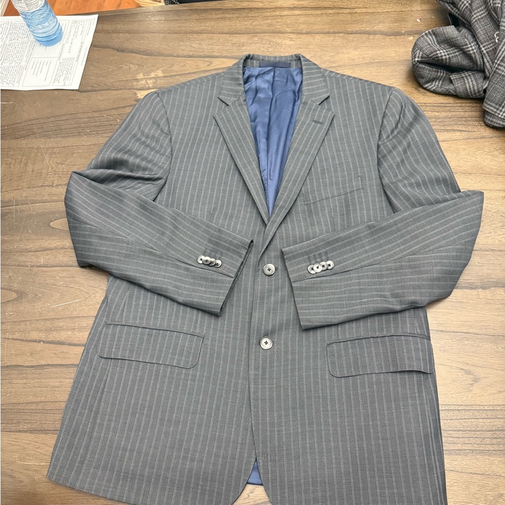 Gray Pinstripe Sport Coat with Notched Lapels